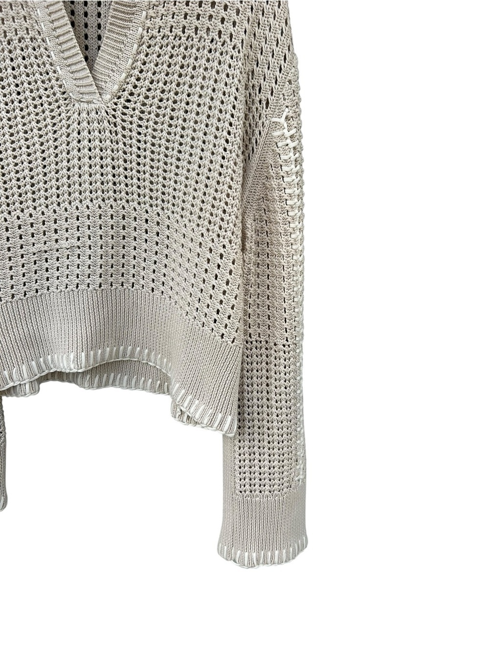 SIMKHAI Beige Crochet Knit Sweater - Size Medium - 100% Cotton - Minimalist - Picture 8 of 11